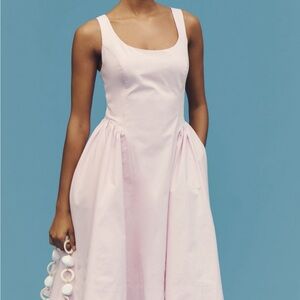 Anthropologie Sleeveless Scoop-Neck Basque-Waist Midi Dress
